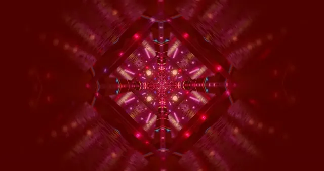 Red Neon Mandala VJ Loop | 4K 60fps Screensaver | Glowing Geometric Pattern